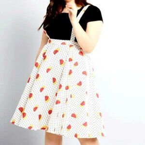 Collectif X ModCloth Liesel Pinup Grapefruit Citrus Jumper Suspender Dress UK18